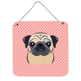 Caroline'S Treasures Checkerboard Pink Fawn Pug Wall Or Door Hanging Prints, 6 X 6