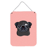 Caroline'S Treasures Checkerboard Pink Black Pug Wall Or Door Hanging Prints, 16 X 12