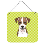 Caroline'S Treasures Bb1264Ds66 Checkerboard Lime Green Jack Russell Terrier Wall Or Door Hanging Prints, 6 X 6