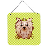 Caroline'S Treasures Checkerboard Lime Green Yorkie Yorkshire Terrier Wall Or Door Hanging Prints, 6 X 6