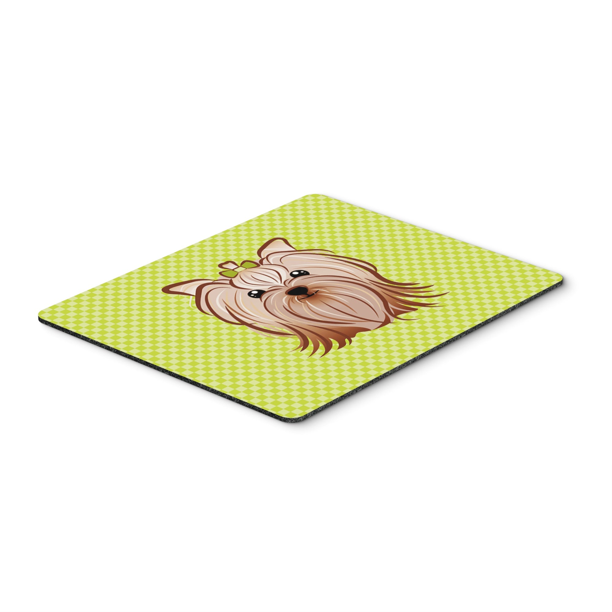 Caroline'S Treasures Checkerboard Lime Green Yorkie Yorkishire Terrier Mouse Pad/Hot Pad/Trivet (Bb1266Mp)