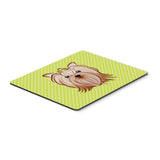Caroline'S Treasures Checkerboard Lime Green Yorkie Yorkishire Terrier Mouse Pad/Hot Pad/Trivet (Bb1266Mp)