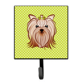 Caroline'S Treasures Bb1266Sh4 Checkerboard Lime Green Yorkie Yorkshire Terrier Leash Or Key Holder, Small, Multicolor