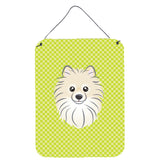 Caroline'S Treasures Checkerboard Lime Green Pomeranian Wall Or Door Hanging Prints, 16 X 12