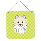 Caroline'S Treasures Checkerboard Lime Green Pomeranian Wall Or Door Hanging Prints, 6 X 6