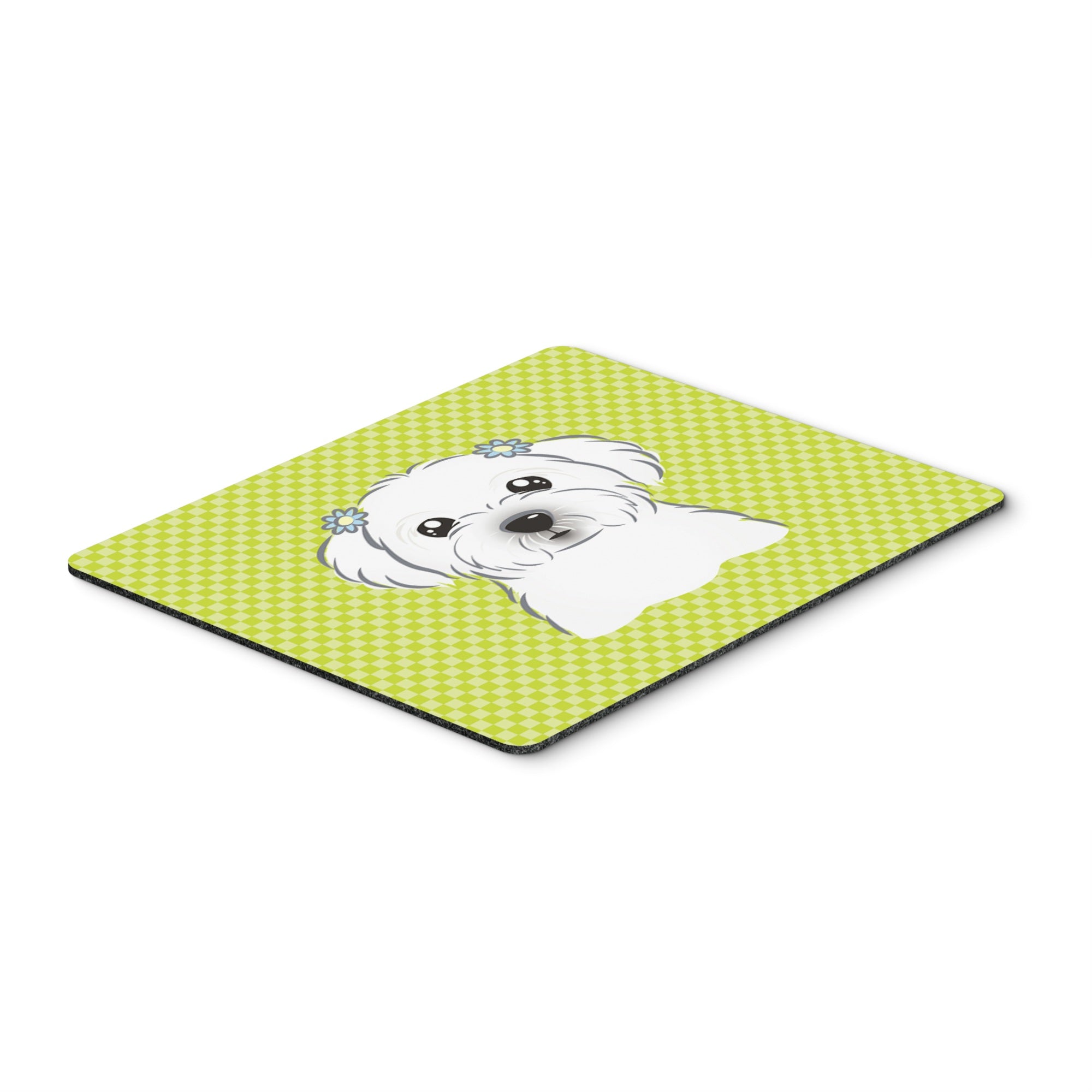 Caroline'S Treasures Checkerboard Lime Green Maltese Mouse Pad/Hot Pad/Trivet (Bb1270Mp)