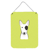 Caroline'S Treasures Checkerboard Lime Green Bull Terrier Wall Or Door Hanging Prints, 16 X 12