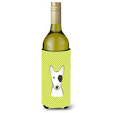 Checkerboard Lime Green Bull Terrier Wine Bottle Beverage Insulator Hugger Bb1271Literk