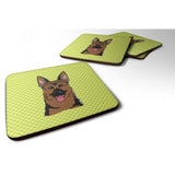 Caroline'S Treasures Bb1273Fc Checkerboard Lime Green German Shepherd Foam Coaster (Set Of 4), 3.5 H X 3.5 W, Multicol