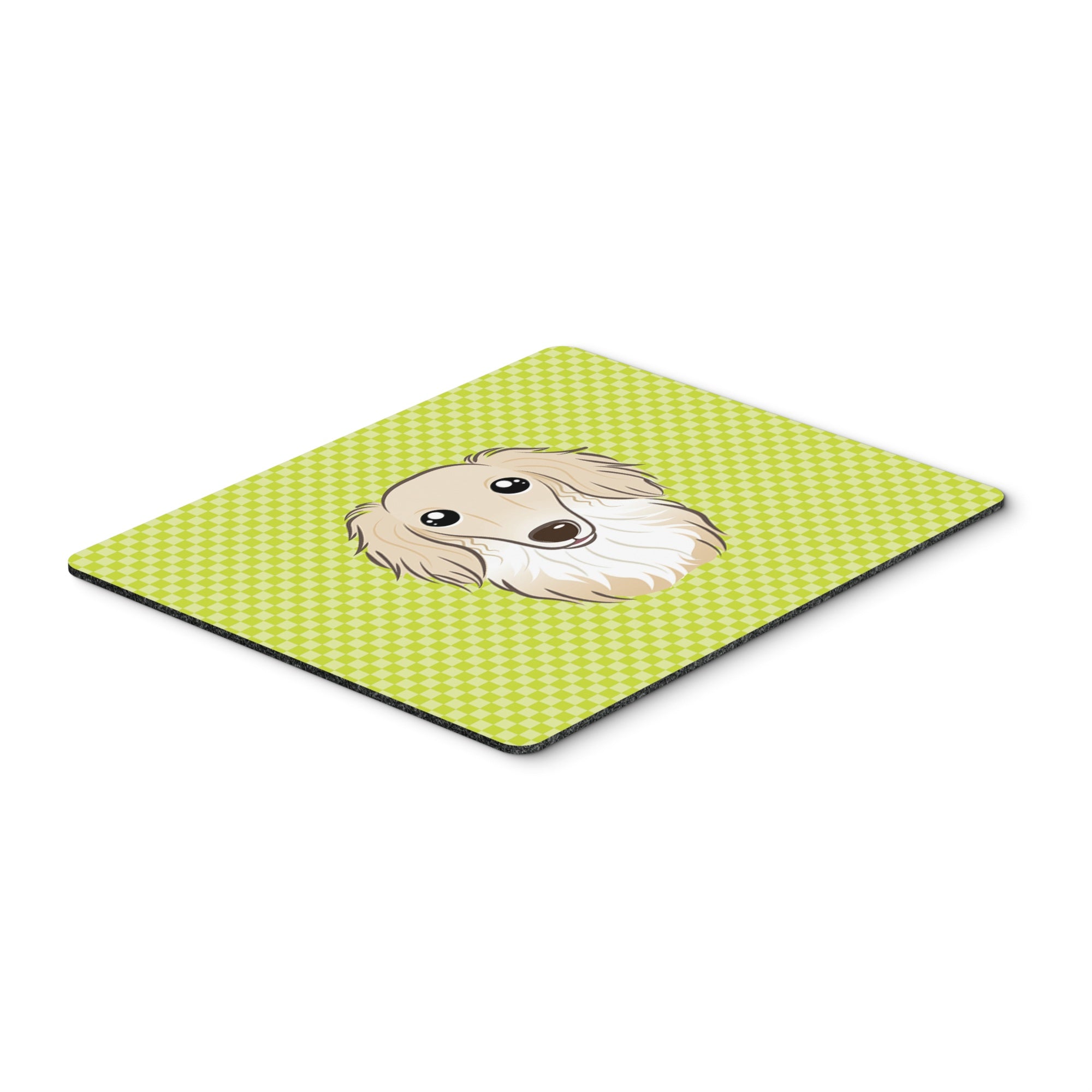 Caroline'S Treasures Checkerboard Lime Green Longhair Creme Dachshund Mouse Pad/Hot Pad/Trivet (Bb1274Mp)