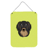 Caroline'S Treasures Checkerboard Lime Green Longhair Black Tan Dachshund Wall Door Hanging Prints, 16 X 12