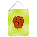 Caroline'S Treasures Checkerboard Lime Green Longhair Red Dachshund Wall Or Door Hanging Prints, 16 X 12