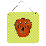 Caroline'S Treasures Checkerboard Lime Green Longhair Red Dachshund Wall Or Door Hanging Prints, 6 X 6