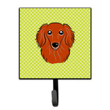 Caroline'S Treasures Bb1276Sh4 Checkerboard Lime Green Longhair Red Dachshund Leash Or Key Holder, Small, Multicolor