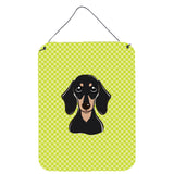 Caroline'S Treasures Checkerboard Lime Green Smooth Black And Tan Dachshund Wall Door Hanging Prints, 16 X 12