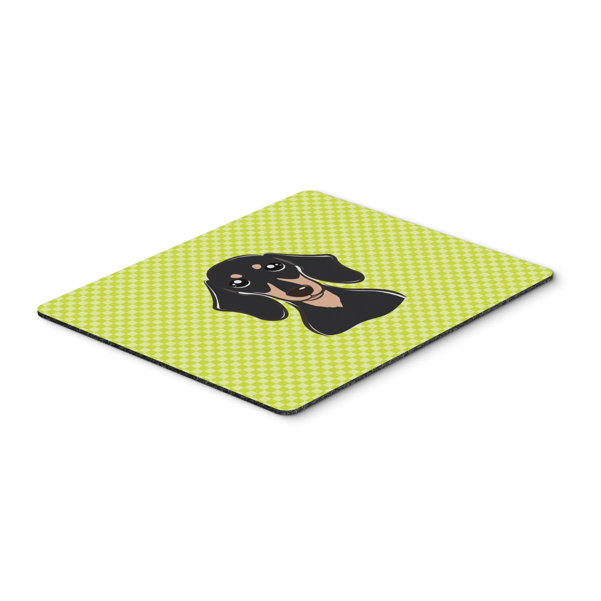 Caroline'S Treasures Checkerboard Lime Green Smooth Black And Tan Dachshund Mouse Pad/Trivet (Bb1277Mp)