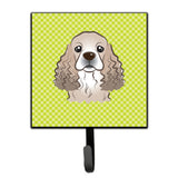Caroline'S Treasures Bb1278Sh4 Checkerboard Lime Green Cocker Spaniel Leash Or Key Holder, Small, Multicolor