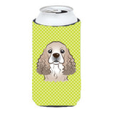 Checkerboard Lime Green Cocker Spaniel Tall Boy Beverage Insulator Hugger Bb1278Tbc