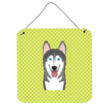 Caroline'S Treasures Checkerboard Lime Green Alaskan Malamute Wall Or Door Hanging Prints, 6 X 6