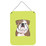 Caroline'S Treasures Checkerboard Lime Green English Bulldog Wall Or Door Hanging Prints, 16 X 12