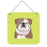 Caroline'S Treasures Checkerboard Lime Green English Bulldog Wall Or Door Hanging Prints, 6 X 6
