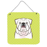 Caroline'S Treasures Checkerboard Lime Green White English Bulldog Wall Or Door Hanging Prints, 6 X 6