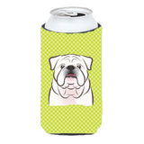 Checkerboard Lime Green White English Bulldog Tall Boy Beverage Insulator Hugger Bb1282Tbc