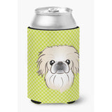 Checkerboard Lime Green Pekingese Can Or Bottle Hugger Bb1283Cc