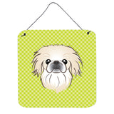 Caroline'S Treasures Checkerboard Lime Green Pekingese Wall Or Door Hanging Prints, 6 X 6