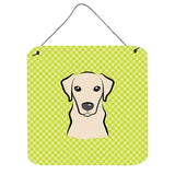 Caroline'S Treasures Checkerboard Lime Green Yellow Labrador Wall Or Door Hanging Prints, 6 X 6