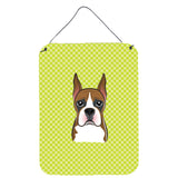 Caroline'S Treasures Checkerboard Lime Green Boxer Wall Or Door Hanging Prints, 16 X 12