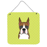 Caroline'S Treasures Checkerboard Lime Green Boxer Wall Or Door Hanging Prints, 6 X 6
