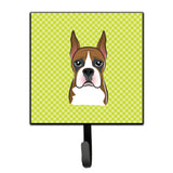 Caroline'S Treasures Bb1285Sh4 Checkerboard Lime Green Boxer Leash Or Key Holder, Small, Multicolor