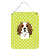 Caroline'S Treasures Checkerboard Lime Green Cavalier Spaniel Wall Or Door Hanging Prints, 16 X 12
