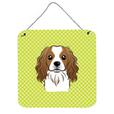 Caroline'S Treasures Checkerboard Lime Green Cavalier Spaniel Wall Or Door Hanging Prints, 6 X 6