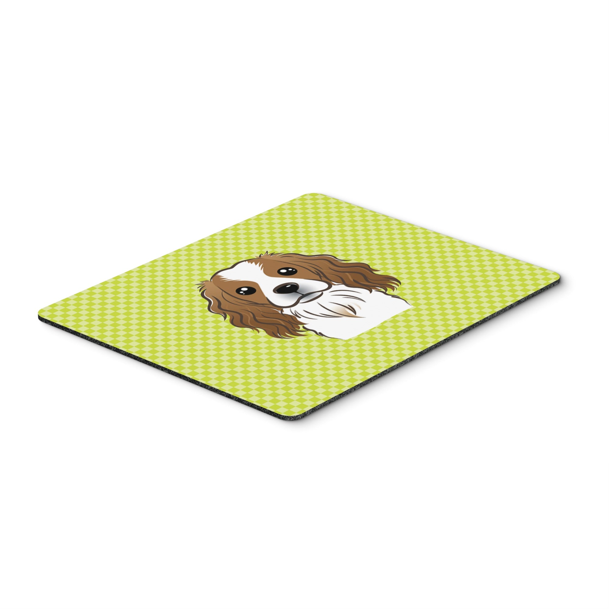 Caroline'S Treasures Checkerboard Lime Green Cavalier Spaniel Mouse Pad/Hot Pad/Trivet (Bb1286Mp)