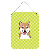 Caroline'S Treasures Checkerboard Lime Green Shiba Inu Wall Or Door Hanging Prints, 16 X 12