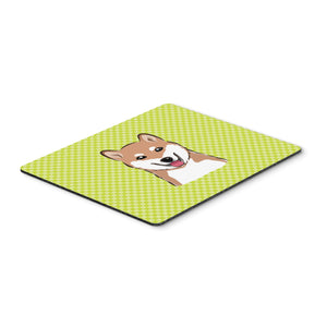 Caroline'S Treasures Checkerboard Lime Green Shiba Inu Mouse Pad/Hot Pad/Trivet (Bb1287Mp)