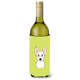 Checkerboard Lime Green Westie Wine Bottle Beverage Insulator Hugger Bb1288Literk