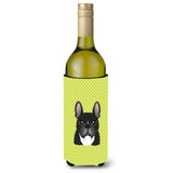 Checkerboard Lime Green French Bulldog Wine Bottle Beverage Insulator Hugger Bb1289Literk