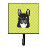 Caroline'S Treasures Bb1289Sh4 Checkerboard Lime Green French Bulldog Leash Or Key Holder, Small, Multicolor