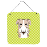 Caroline'S Treasures Checkerboard Lime Green Borzoi Wall Or Door Hanging Prints, 6 X 6