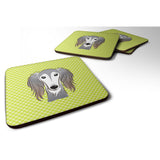 Caroline'S Treasures Bb1291Fc Checkerboard Lime Green Saluki Foam Coaster (Set Of 4), 3.5 H X 3.5 W, Multicolor