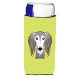 Checkerboard Lime Green Saluki Ultra Beverage Insulators For Slim Cans Bb1291Muk