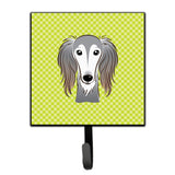Caroline'S Treasures Bb1291Sh4 Checkerboard Lime Green Saluki Leash Or Key Holder, Small, Multicolor
