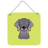 Caroline'S Treasures Checkerboard Lime Green Weimaraner Wall Or Door Hanging Prints, 6 X 6