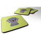 Caroline'S Treasures Bb1293Fc Checkerboard Lime Green Weimaraner Foam Coaster (Set Of 4), 3.5 H X 3.5 W, Multicolor