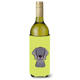 Checkerboard Lime Green Weimaraner Wine Bottle Beverage Insulator Hugger Bb1293Literk