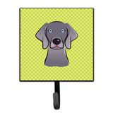 Caroline'S Treasures Bb1293Sh4 Checkerboard Lime Green Weimaraner Leash Or Key Holder, Small, Multicolor