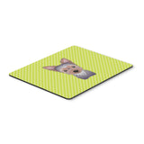 Caroline'S Treasures Checkerboard Lime Green Yorkie Puppy Mouse Pad/Hot Pad/Trivet (Bb1294Mp)
